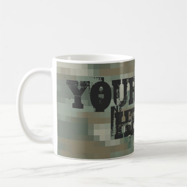Digital pixel camouflage coffee mug | Personalize (Left)