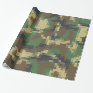 Digital Pixel Camouflage Pattern Wrapping Paper