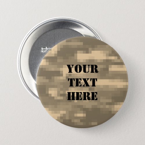 Digital pixel desert army camo military camouflage button