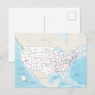 Digital political map of the United States. Postcard