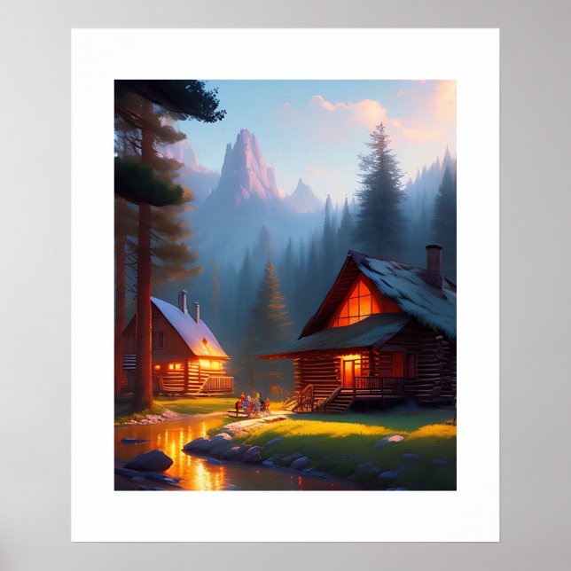 Digital Poster 20"x24" Log Cabin Great Outdoors (Front)