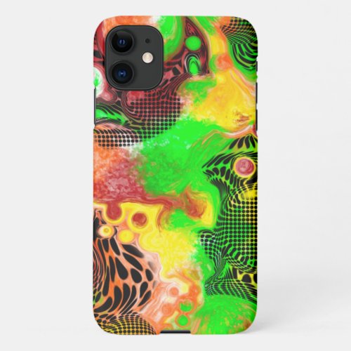 Digital Pour Painting Autumn Colors Fluid Art iPhone 11 Case