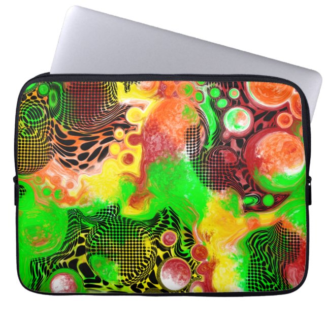 Digital Pour Painting Autumn Colors Fluid Art Laptop Sleeve (Front)