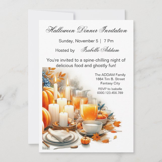 Digital & Printable Halloween Dinner Invitations (Front)