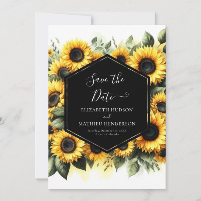 Digital Printable Sunflower Wedding Save The Date (Front)