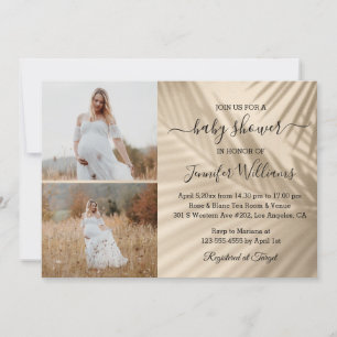 digital & printed 2 photos baby shower invitation