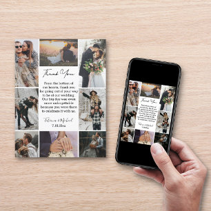 digital&printed 8 photos collage wedding thank you card