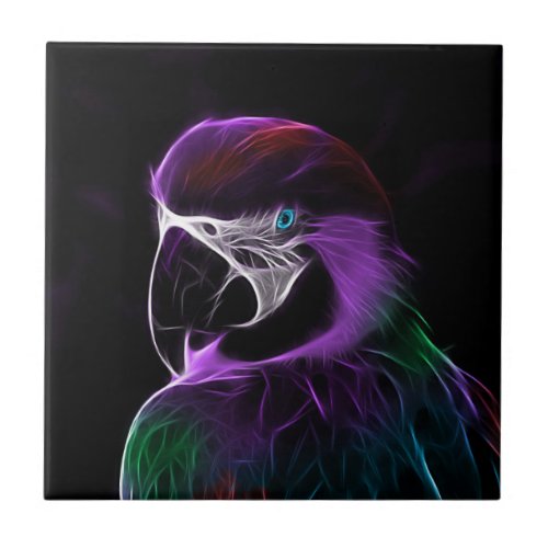 Digital purple parrot fractal tile