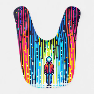 Digital Rain Cyberpunk Pixel Art Futuristic Design Baby Bib