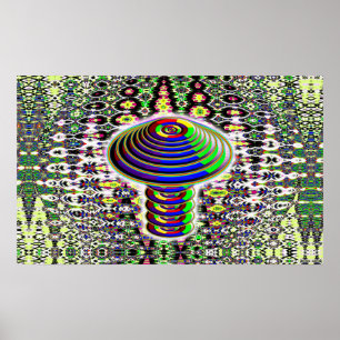 Digital Rainbow Mushroom (add words) Poster