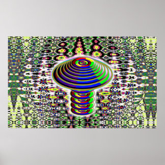 Digital Rainbow Mushroom (add words) Poster