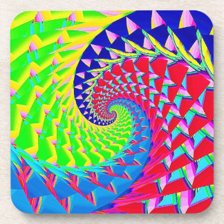 Digital Rainbow Spiral Beverage Coaster