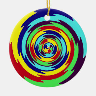 Digital Rainbow Spiral Ceramic Ornament
