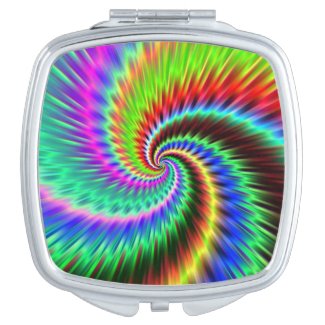 Digital Rainbow Spiral Compact Mirror