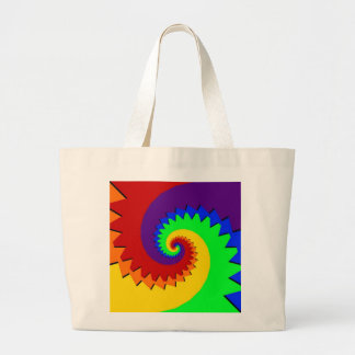Digital Rainbow Spiral Large Tote Bag