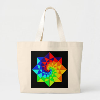 "Digital Rainbow Spiral" Large Tote Bag