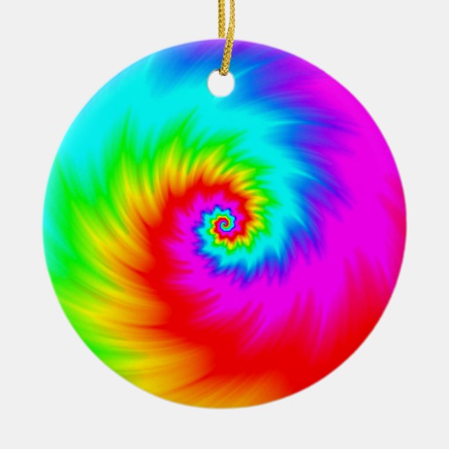 Digital Rainbow Spiral Necklace or Ceramic Ornament (Front)