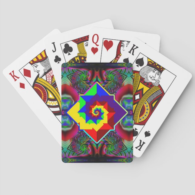 Digital Rainbow Spiral Poker Cards (Back)