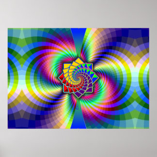 Digital Rainbow Spiral Poster