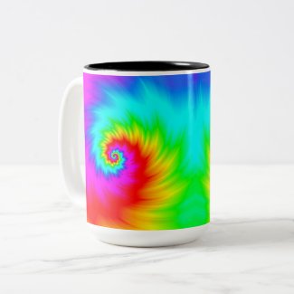 Digital Rainbow Spiral - SHREDDED! Two-Tone Coffee Mug