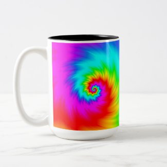 Digital Rainbow Spiral - SHREDDED! Two-Tone Coffee Mug