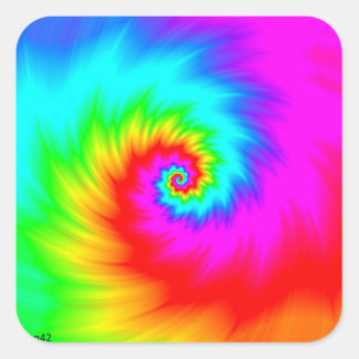 Digital Rainbow Spiral Square Sticker