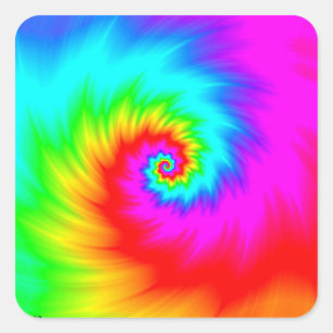 Digital Rainbow Spiral Square Sticker