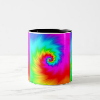 Digital Rainbow Spiral Two-Tone Coffee Mug