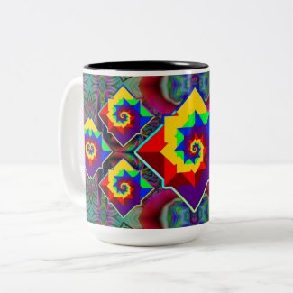 Digital Rainbow Squiral Two-Tone Coffee Mug