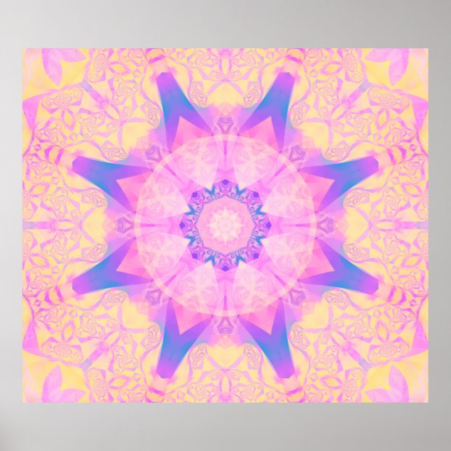 Digital retro abstract mandala. Bright flower. Bea Poster (Front)