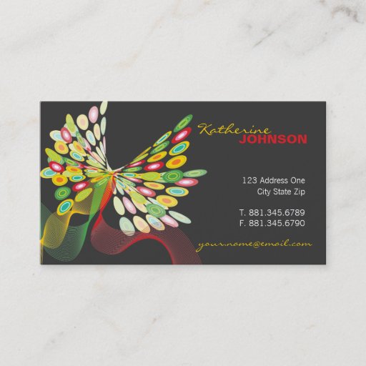 Customizable Digital Retro Modern Butterfly Fly Abstract Art Business Card