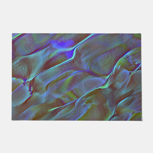 Digital rock in satin shade of burnt blue green  doormat (Front)