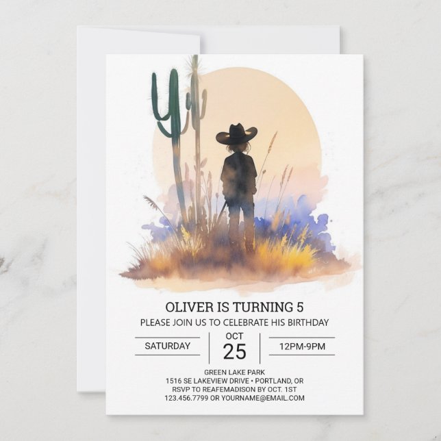 Digital Rodeo Boho Cowboy Birthday Invitation (Front)