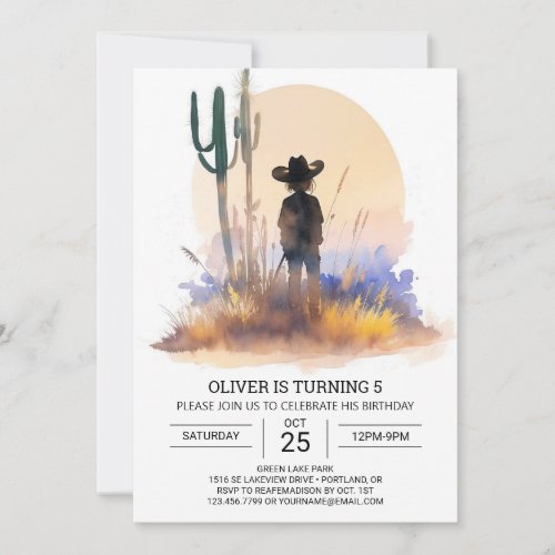Digital Rodeo Boho Cowboy Birthday Invitation