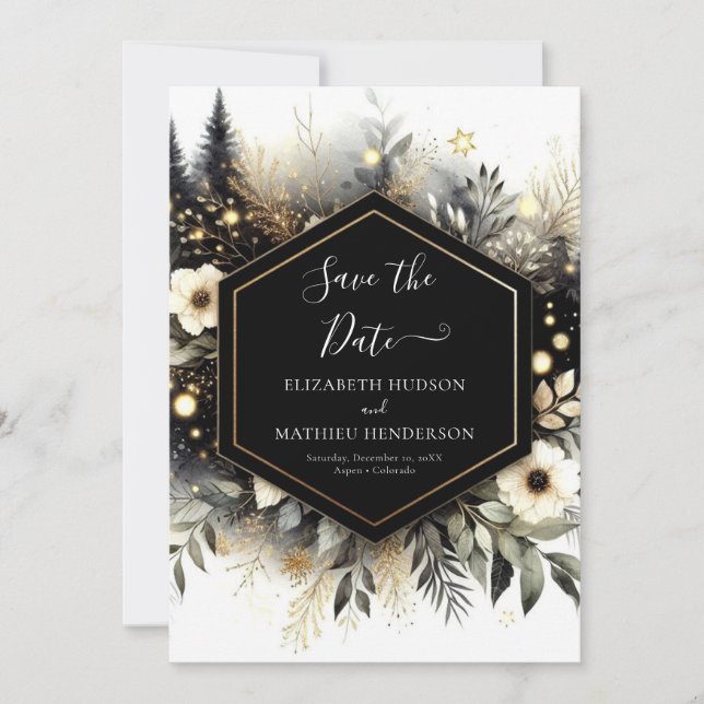  Digital Romantic Enchanted Forest Wedding Save The Date (Front)