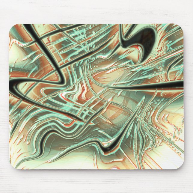Digital rough wavy strokes on pale orange to green mouse pad (Front)