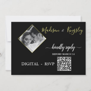 DIGITAL RSVP Edgy Black Photo Monogram Fab CARD