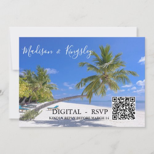 DIGITAL RSVP Summer Tropical Beach Palm Wedding Invitation