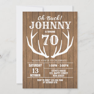 Digital Rustic Deer Birthday Invitation. Oh Buck! Invitation