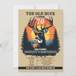 Digital Rustic Deer Birthday Invitation. Oh Buck! Invitation