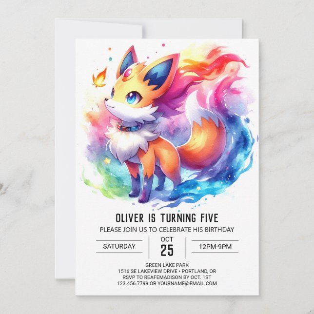 Digital Rustic Fox Birthday Invitation (Front)