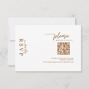 Digital Rustic Terracotta Floral QR Code Wedding RSVP Card