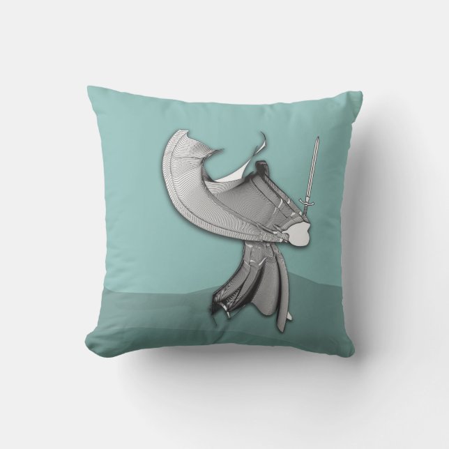 Digital Samurai Throw Pillow (Front)