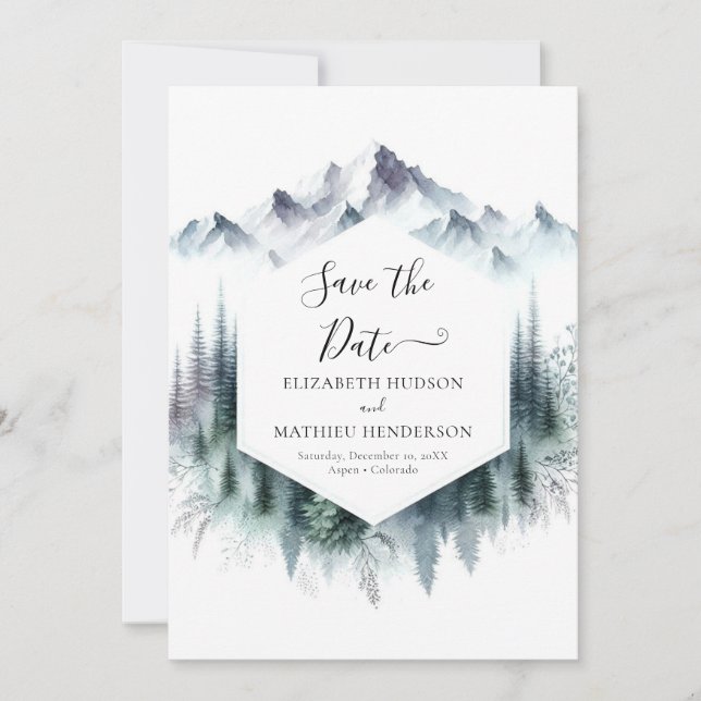 Digital Simple Mountain Wedding Save The Date (Front)