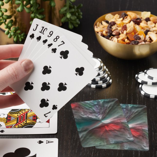 Digital skerry in silvery green mint to vivid red  poker cards (In Situ)