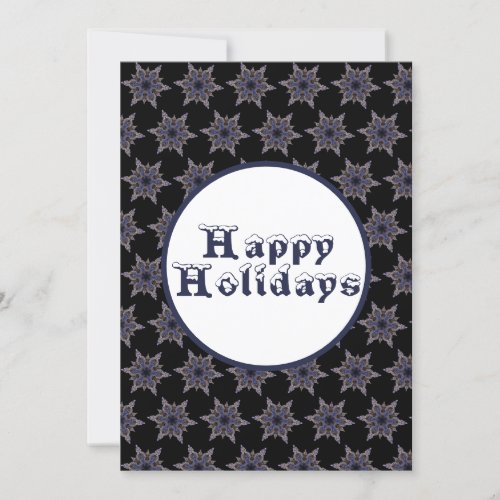 Digital Snowflake Tiled Happy Holidays on Black  Invitation