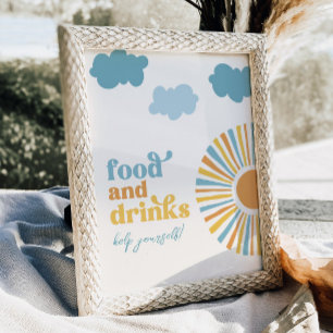 Digital Sun Party Food and Drinks Sign