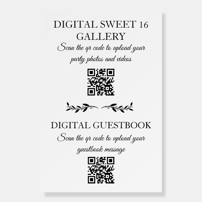 digital sweet 16 album&digital guestbook qr code  foam board (Front)