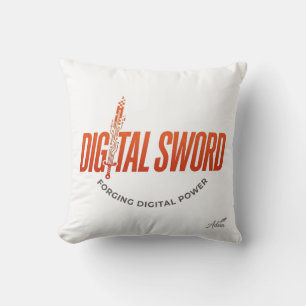 Digital Sword Long Sleeve Shirt Throw Pillow