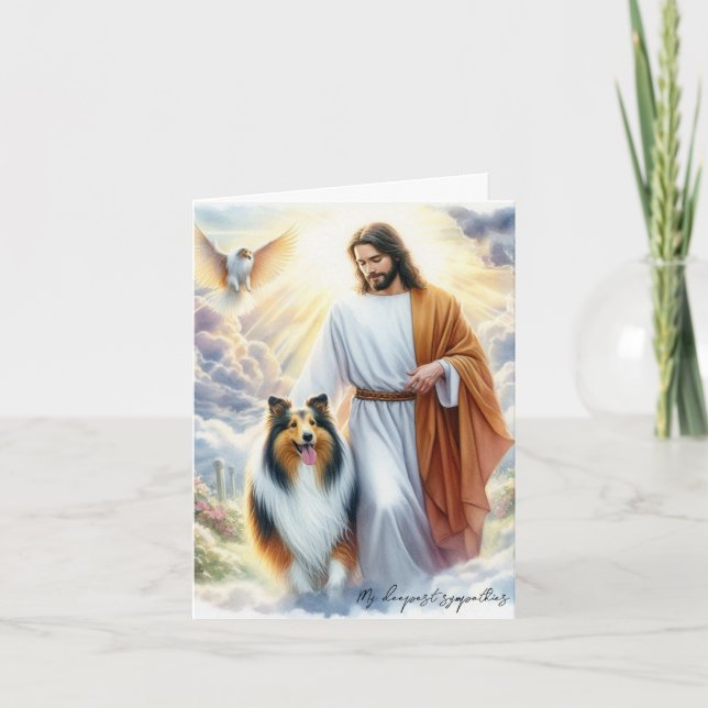 Digital Sympathy for Dog Loss-Jesus with Collie  Card (Front)